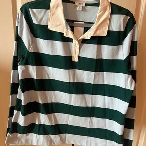J. Crew Striped Rugby Polo in Green and Light Blue